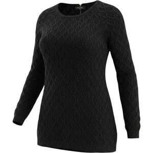 Verve Ami Sweater S Black Silver Shimmer Diamond Knit Zipper Back Holiday Glam
